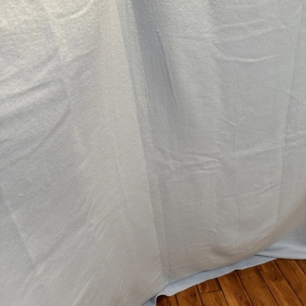 LULA S.‎ vintage acrylic QUEEN blanket blue Satin Trimmed